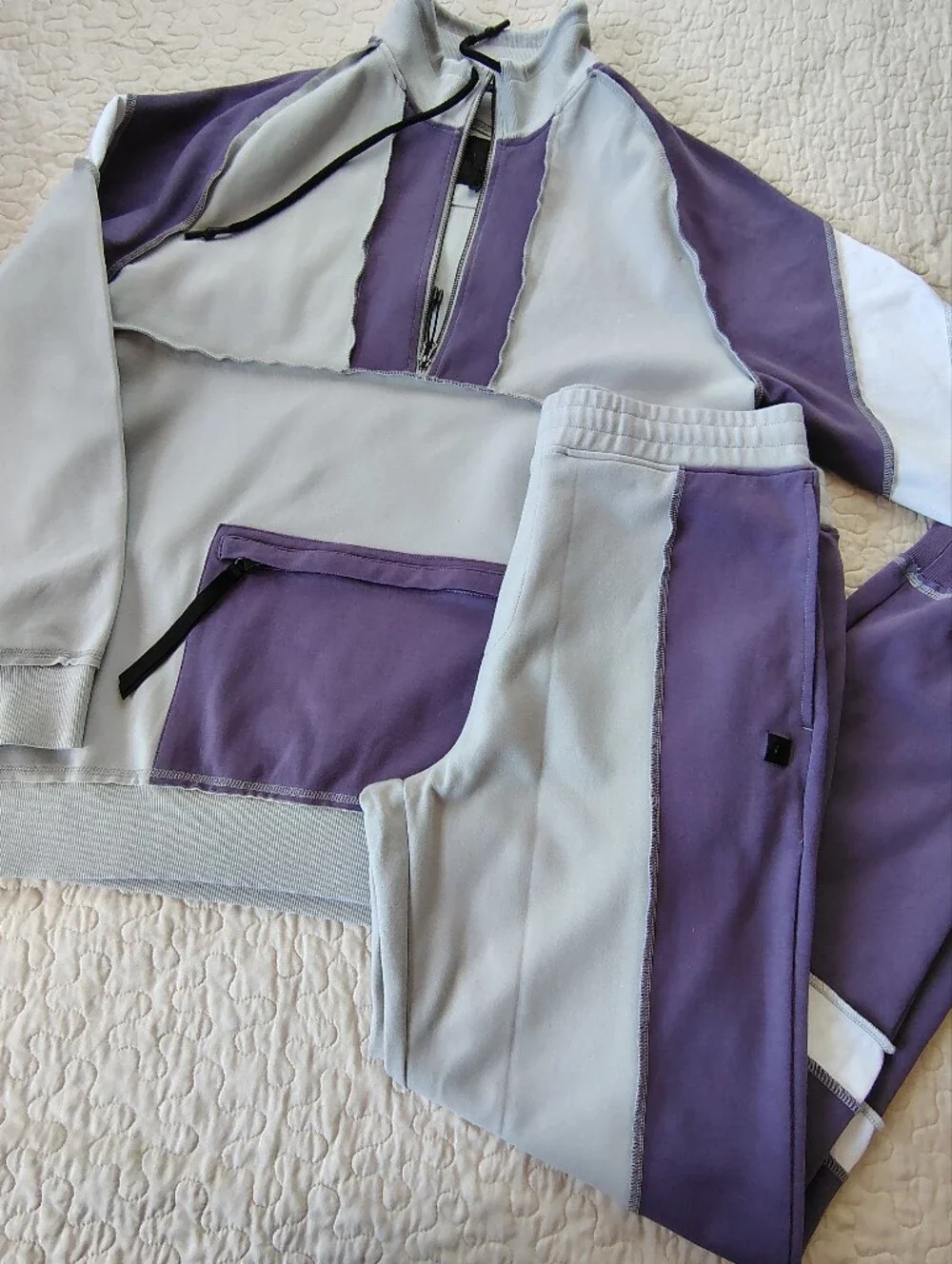 Madison Supply  Colorblock Matching Set- Purple & Gray.  Hoodie 2XL And Pants XL